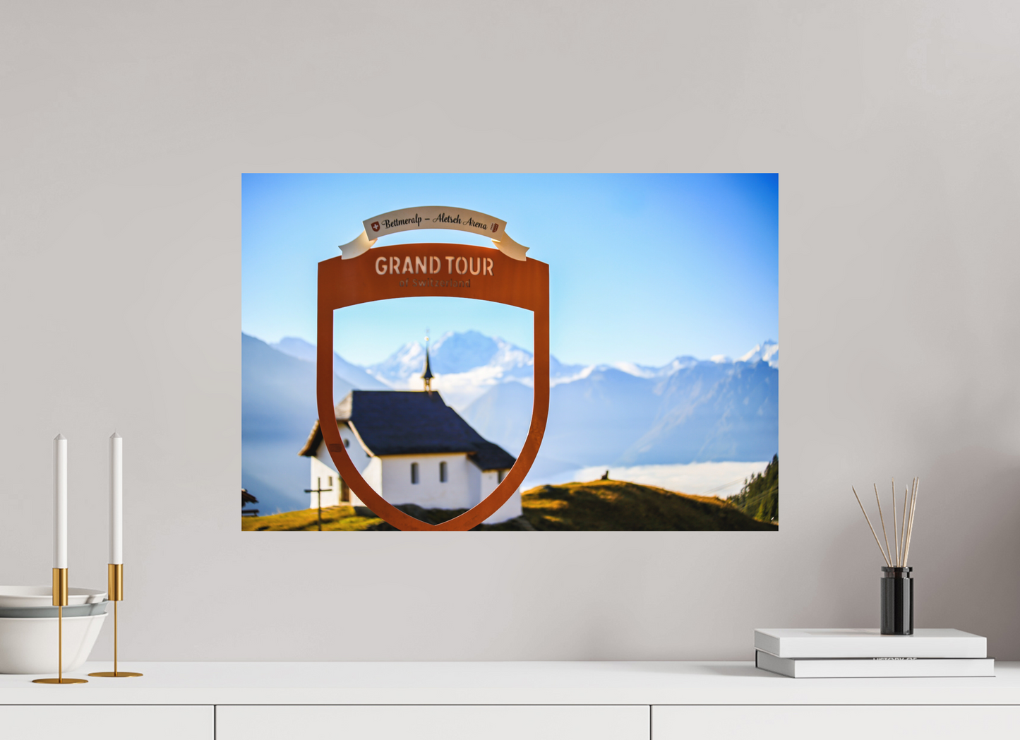 60 x 40 cm, Fine Art Print Kapelle Maria zum Schnee - Bettmeralp