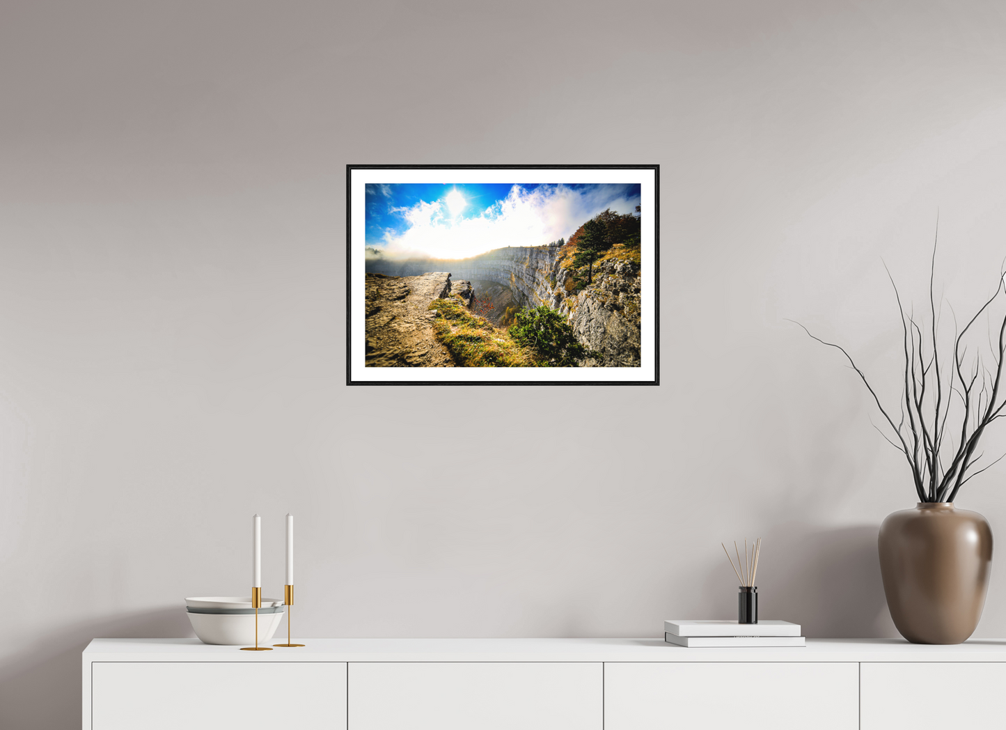 60 x 40 cm, Foto im Schattenfugenrahmen (Eiche schwarz) Creux du van