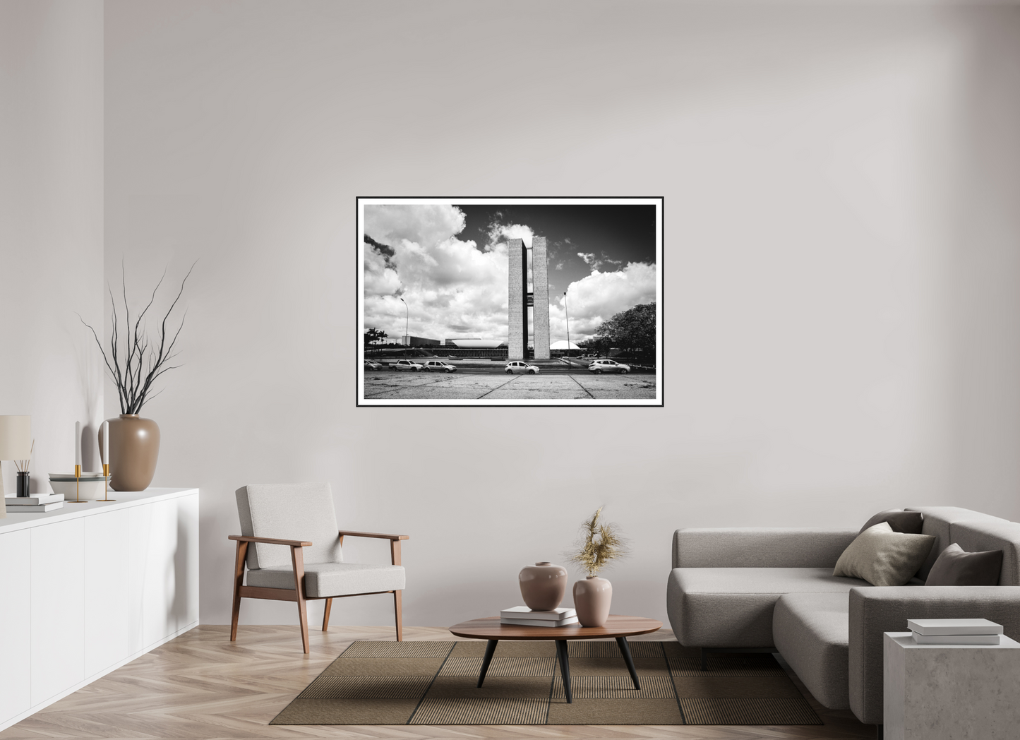 150 x 100 cm, Foto im Schattenfugenrahmen (Eiche schwarz) Praça dos três poderes