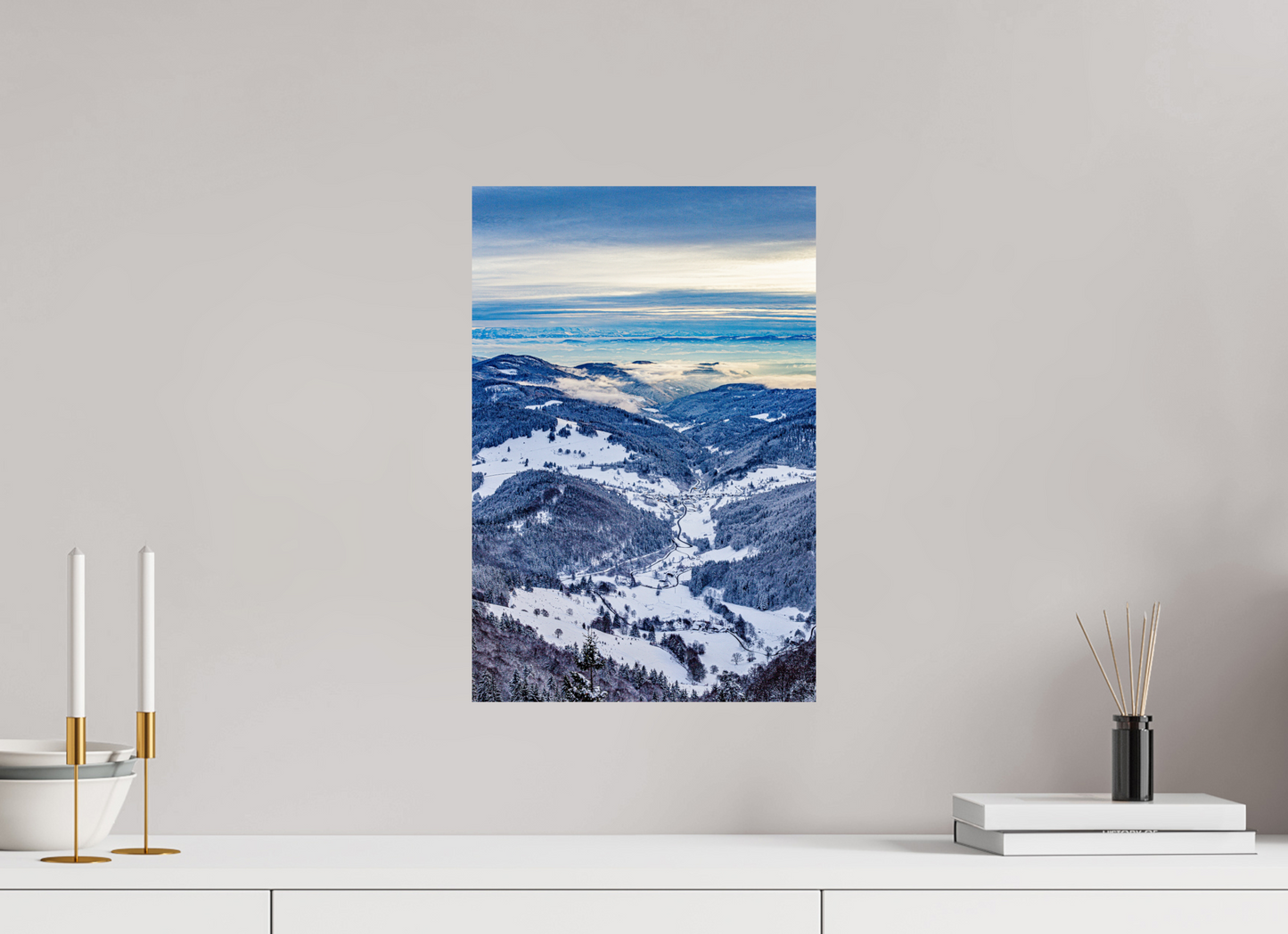 30 x 45 cm, Alu-Dibond Winterblick vom Belchen