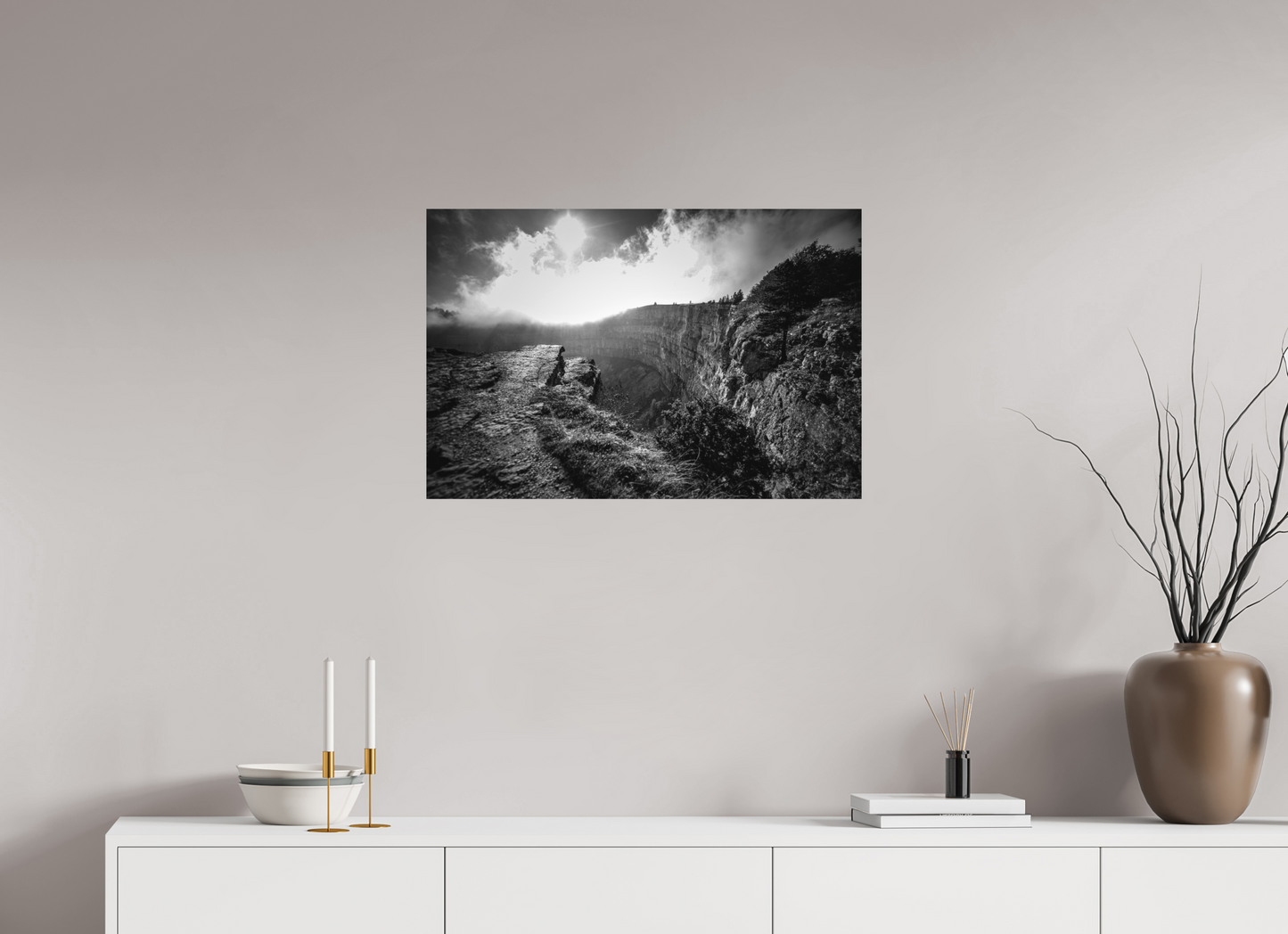 75 x 50 cm, Fine Art Print Creux du Van blackandwhite