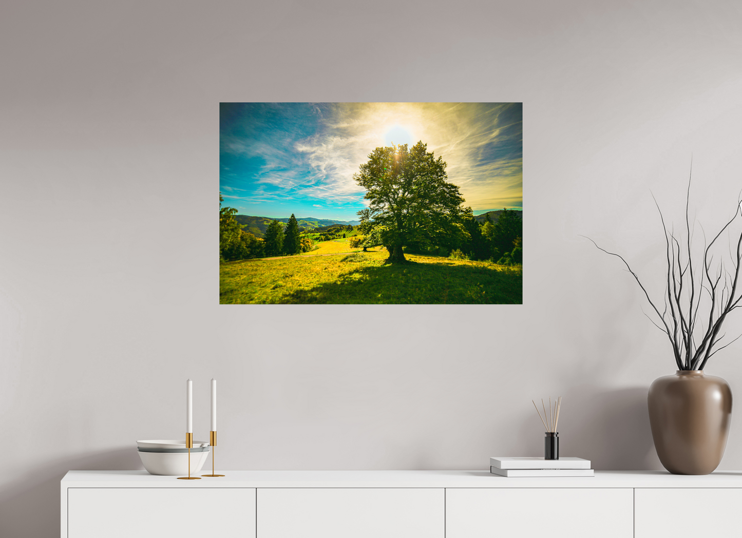 90 x 60 cm, Alu-Dibond Weidbuche im Herbst
