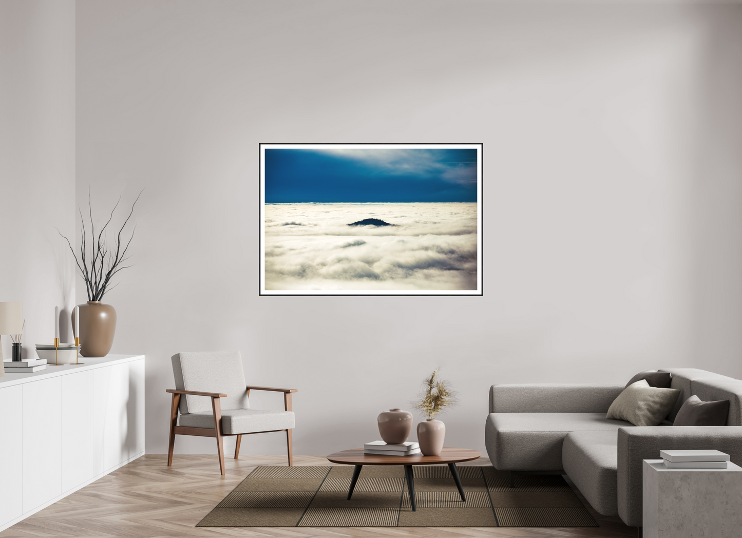 150 x 100 cm, Foto im Schattenfugenrahmen (Eiche schwarz) Eine Insel im Schwarzwald