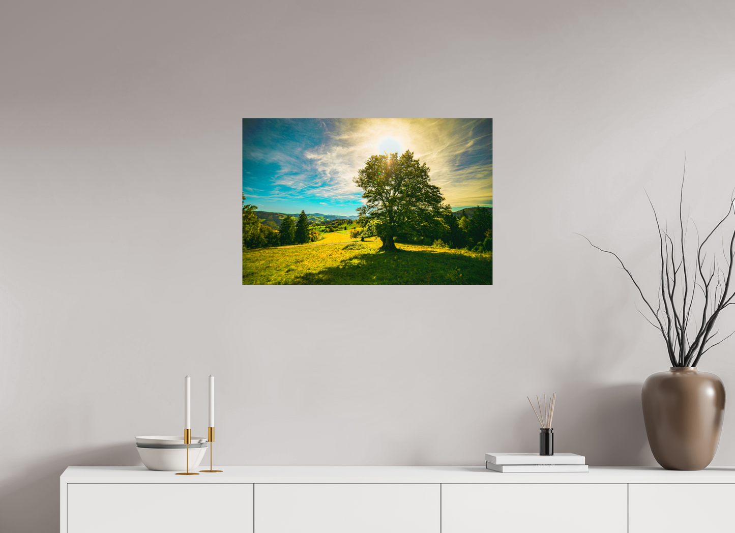 75 x 50 cm, Alu-Dibond Weidbuche im Herbst