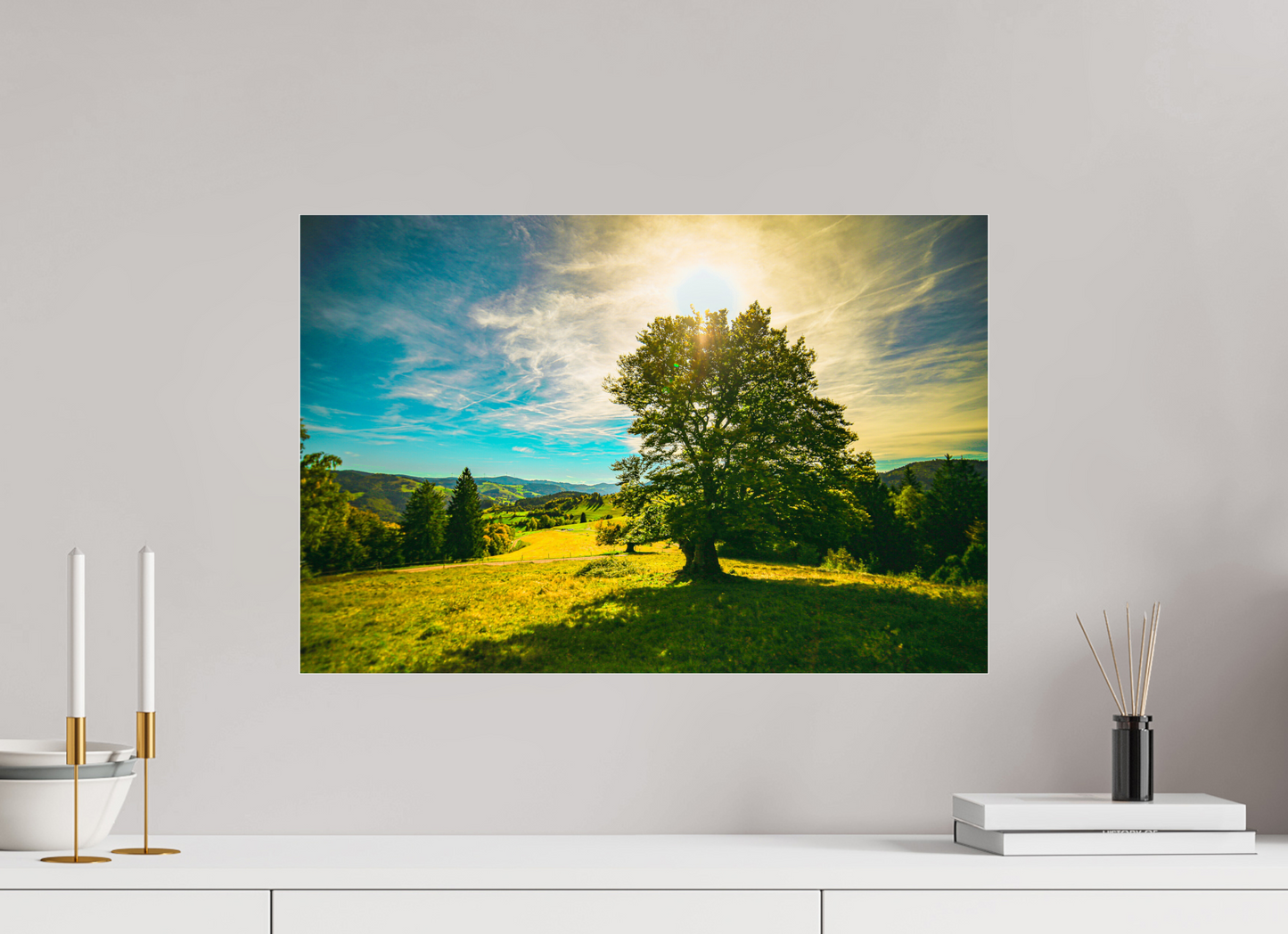 60 x 40 cm, Photo Print Under Acrylic Glass Weidbuche im Herbst