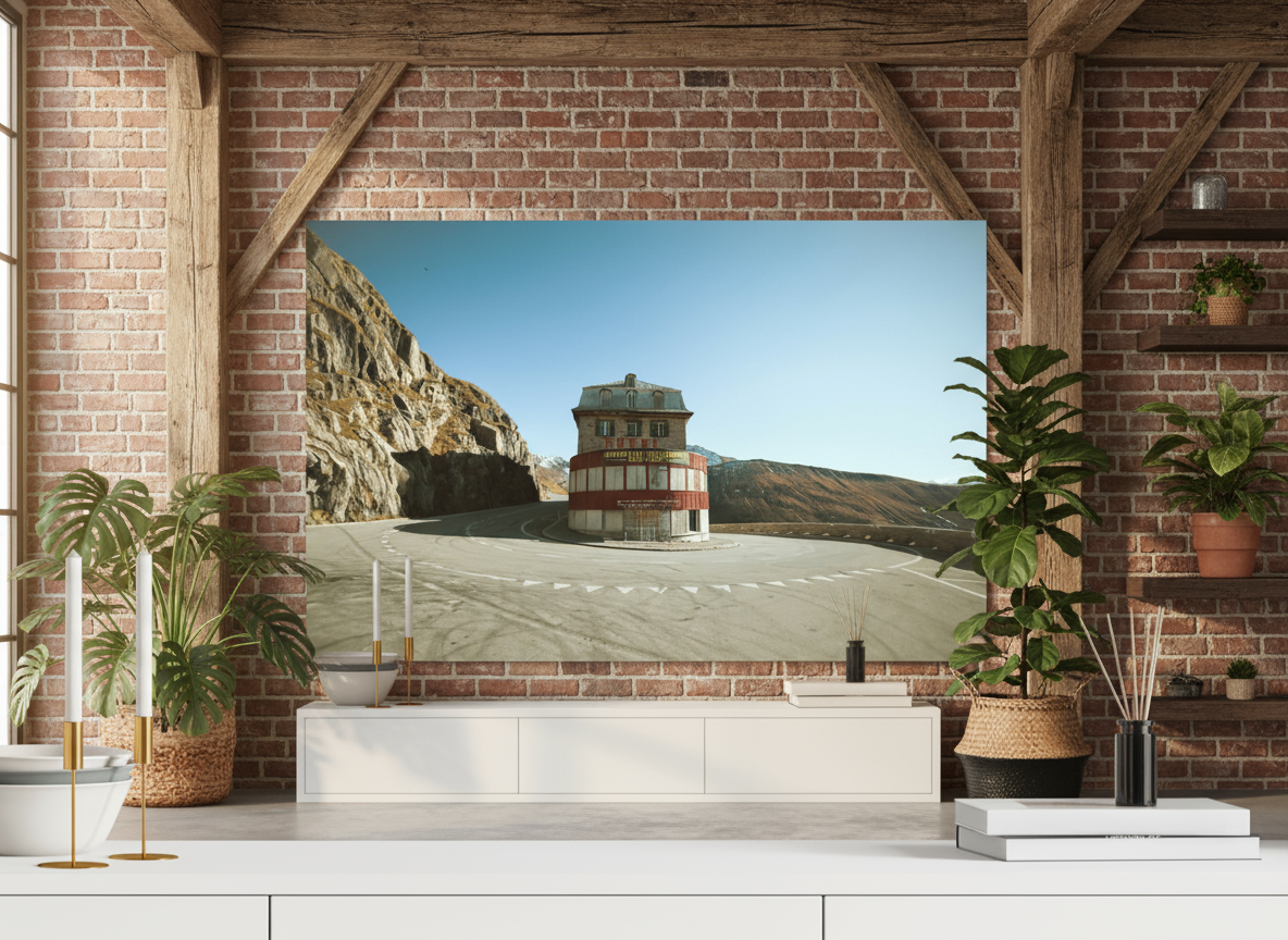 60 x 40 cm, Fine Art Print Hotel Belvedere, Furkapass (Wes Anderson Stil)