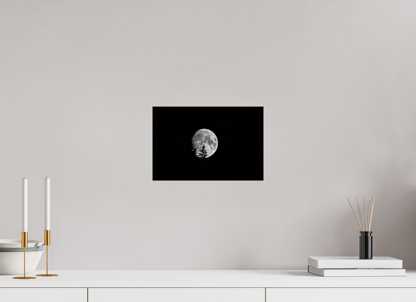 30 x 20 cm, Photo Print Under Acrylic Glass Vollmond im Schwarzwald