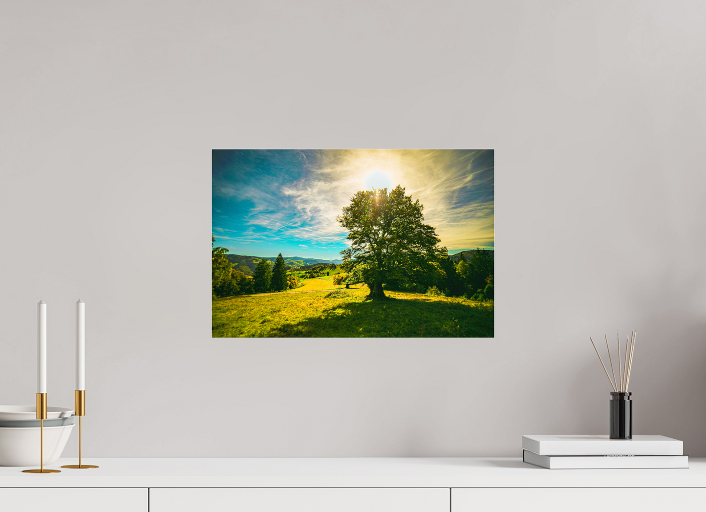 45 x 30 cm, Photo Print Under Acrylic Glass Weidbuche im Herbst