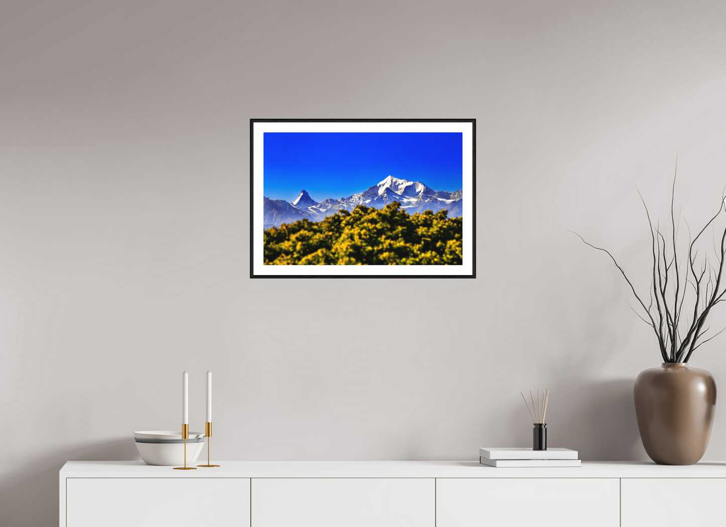 60 x 40 cm, Foto im Schattenfugenrahmen (Eiche schwarz) Matterhornblick