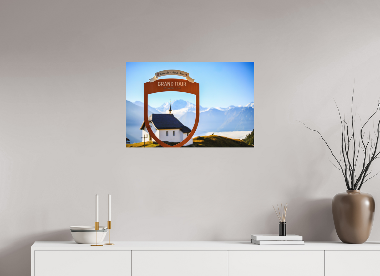 75 x 50 cm, Fine Art Print Kapelle Maria zum Schnee - Bettmeralp