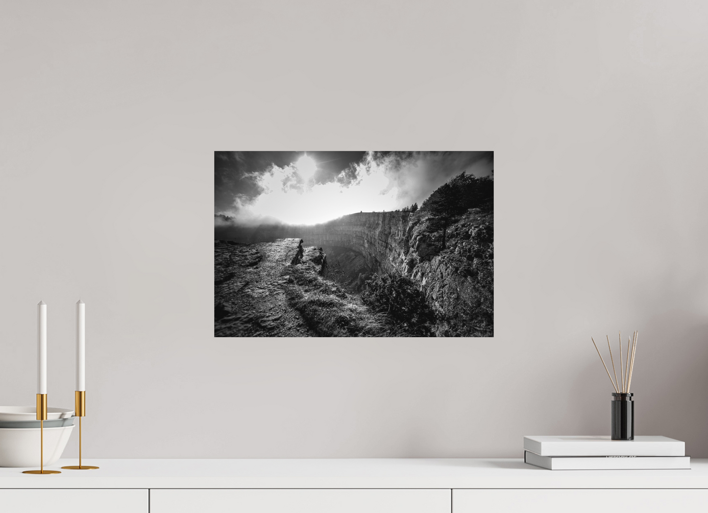 45 x 30 cm, Fine Art Print Creux du Van blackandwhite
