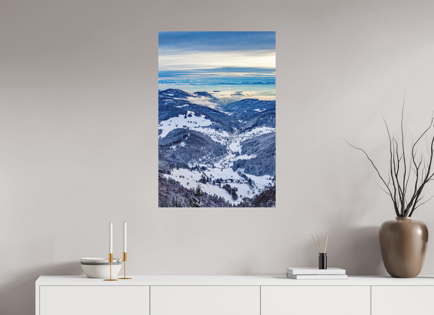 60 x 90 cm, Fine Art Print Winterblick vom Belchen