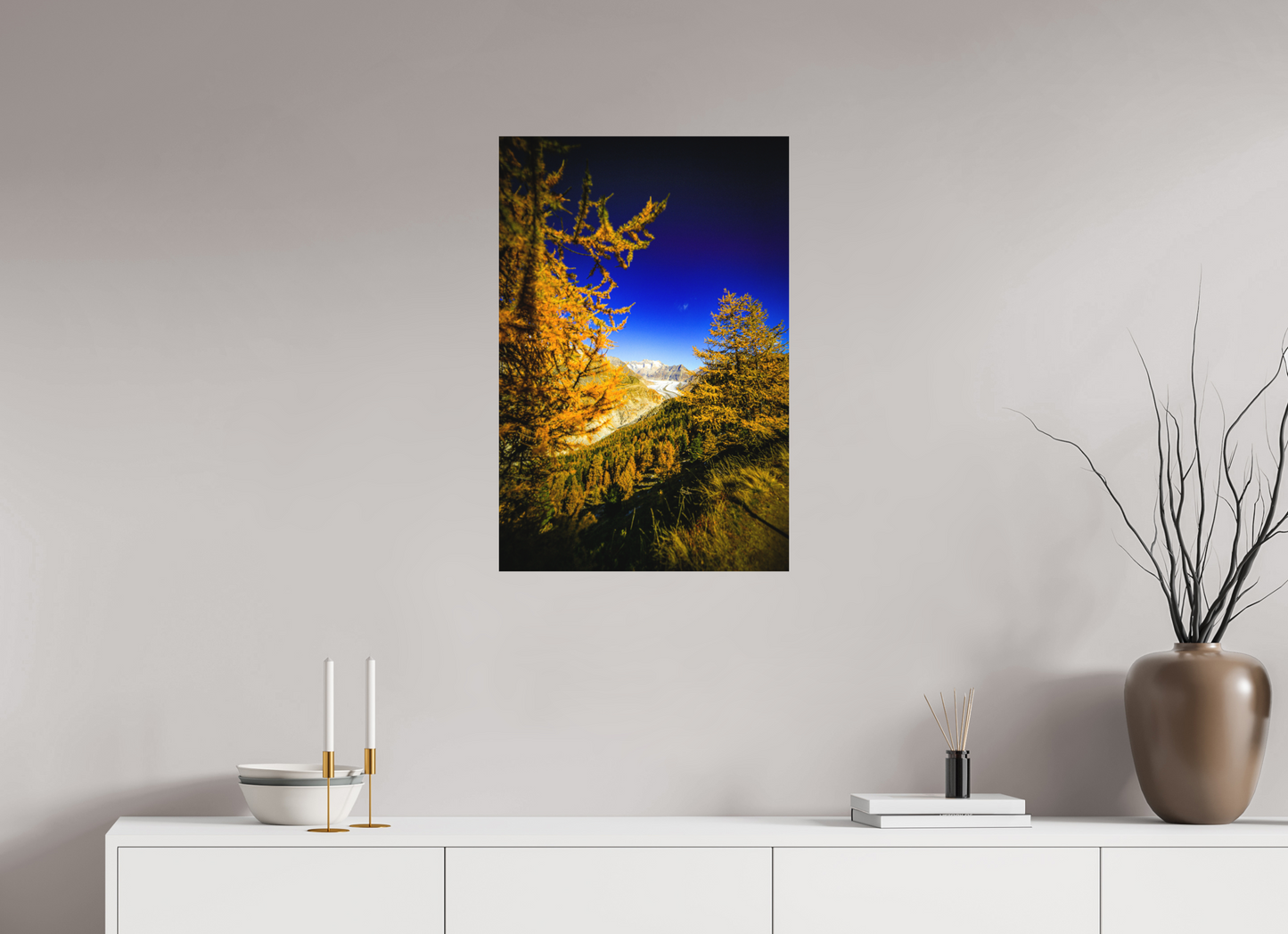 50 x 75 cm, Fine Art Print Goldener Oktober am Aletschgletscher