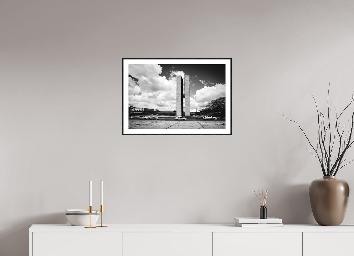 60 x 40 cm, Foto im Schattenfugenrahmen (Eiche schwarz) Praça dos três poderes