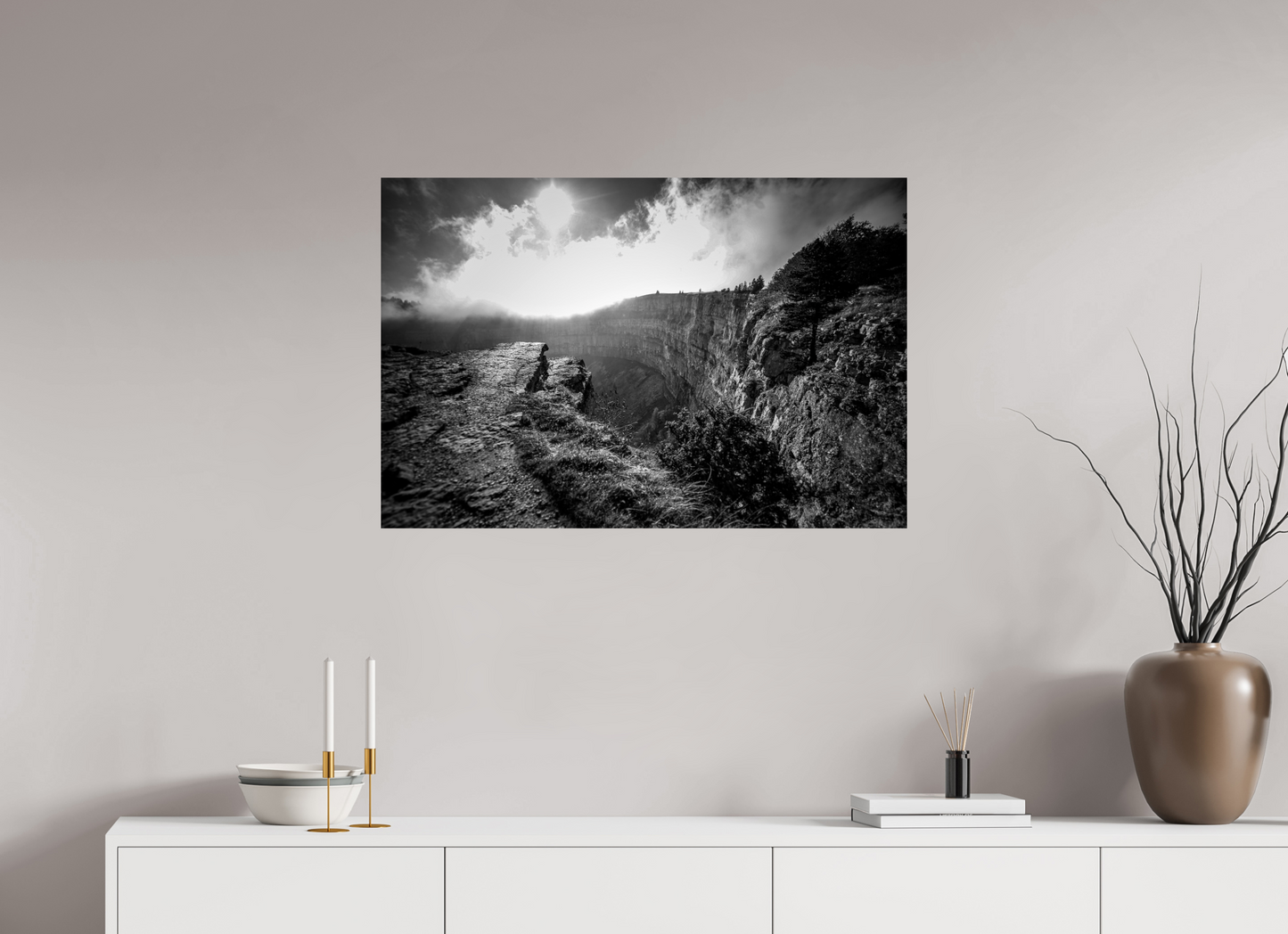 90 x 60 cm, Alu-Dibond Creux du Van blackandwhite
