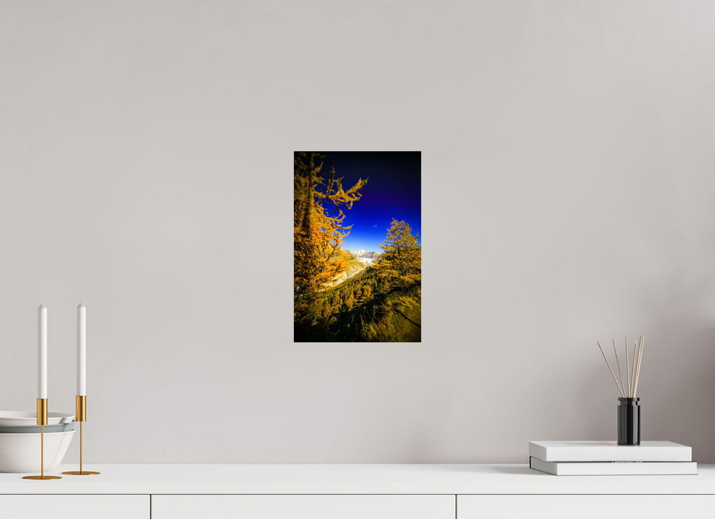 20 x 30 cm, Alu-Dibond Goldener Oktober am Aletschgletscher