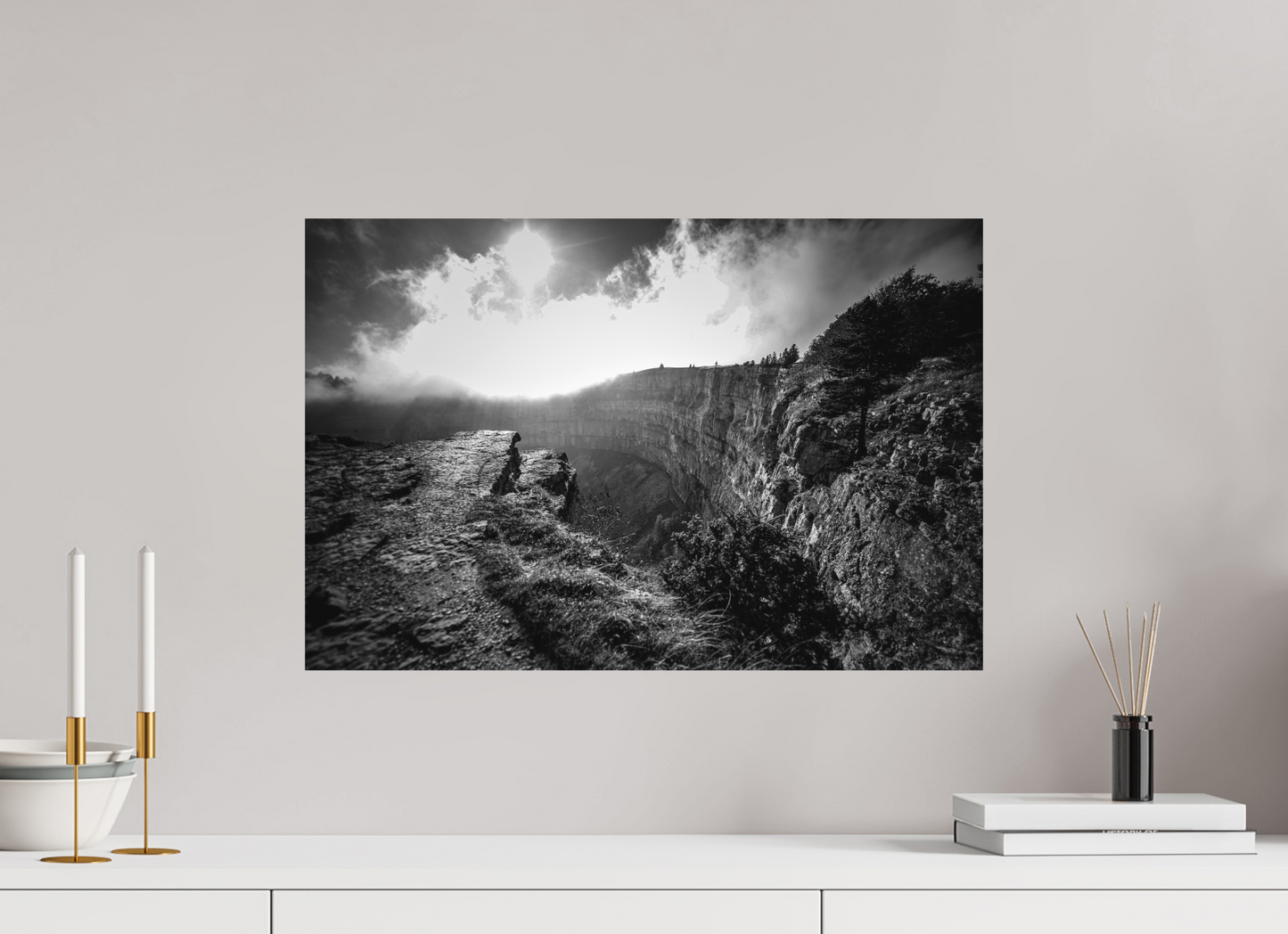 60 x 40 cm, Fine Art Print Creux du Van blackandwhite