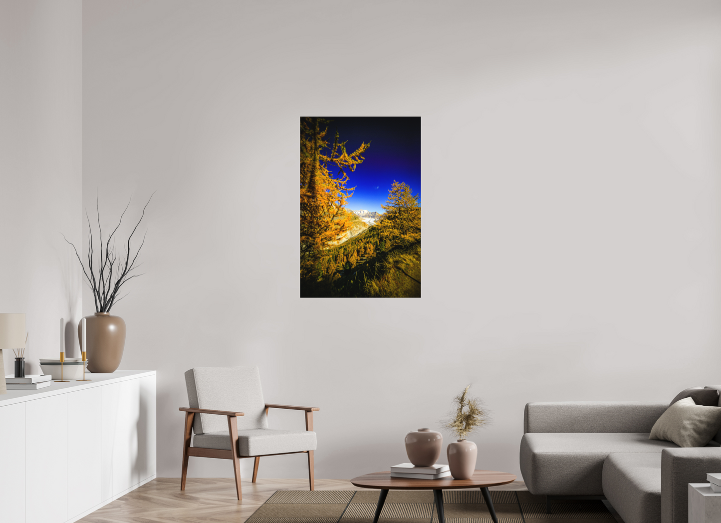 70 x 105 cm, Fine Art Print Goldener Oktober am Aletschgletscher