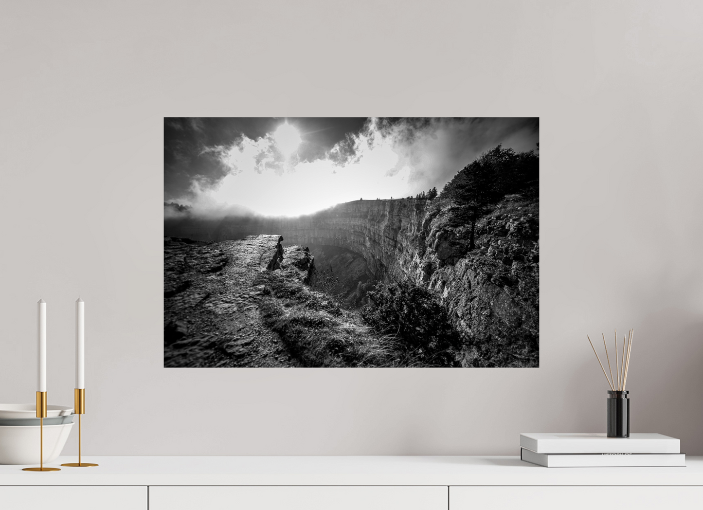 60 x 40 cm, Alu-Dibond Creux du Van blackandwhite