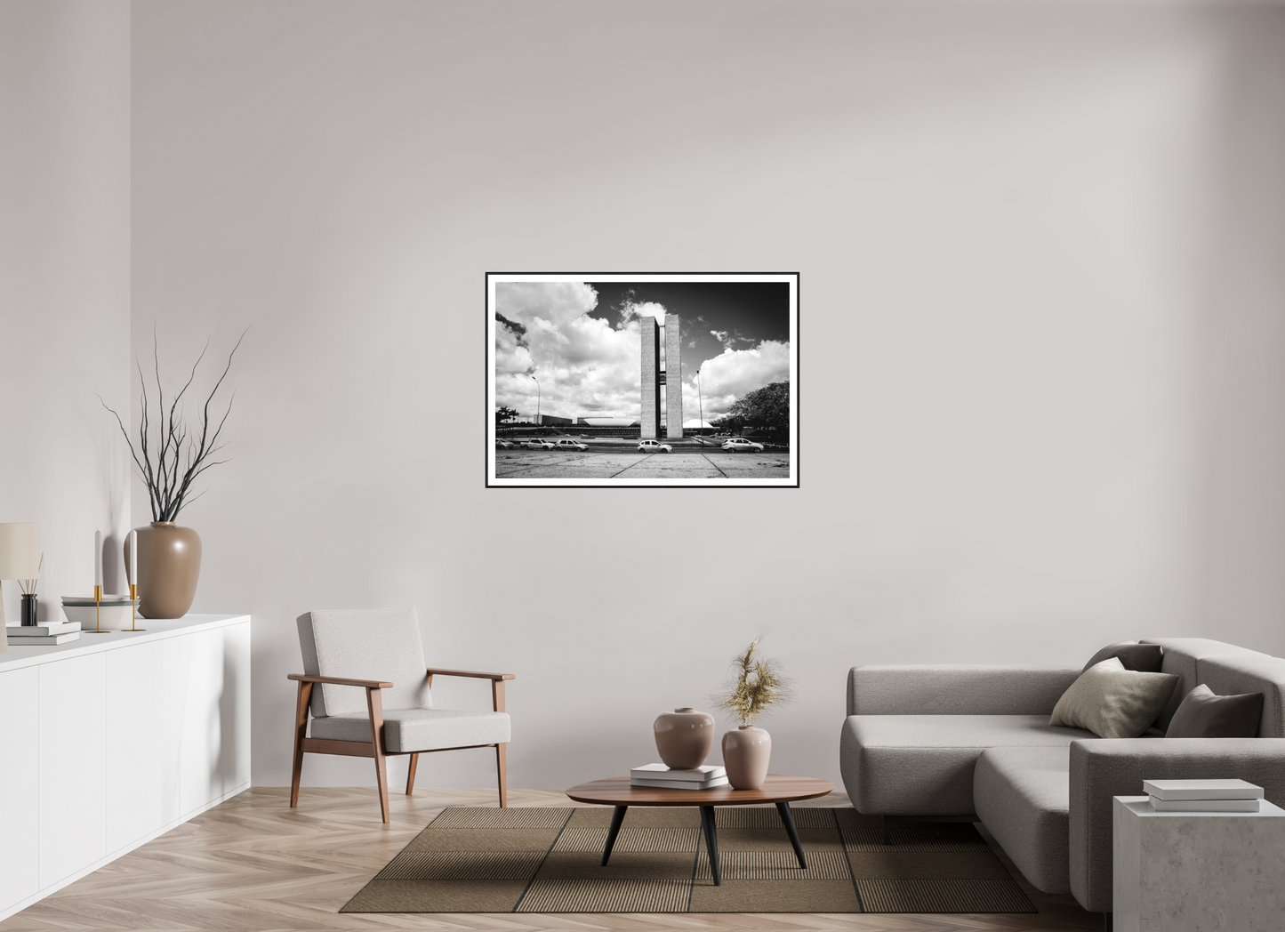 120 x 80 cm, Foto im Schattenfugenrahmen (Eiche schwarz) Praça dos três poderes