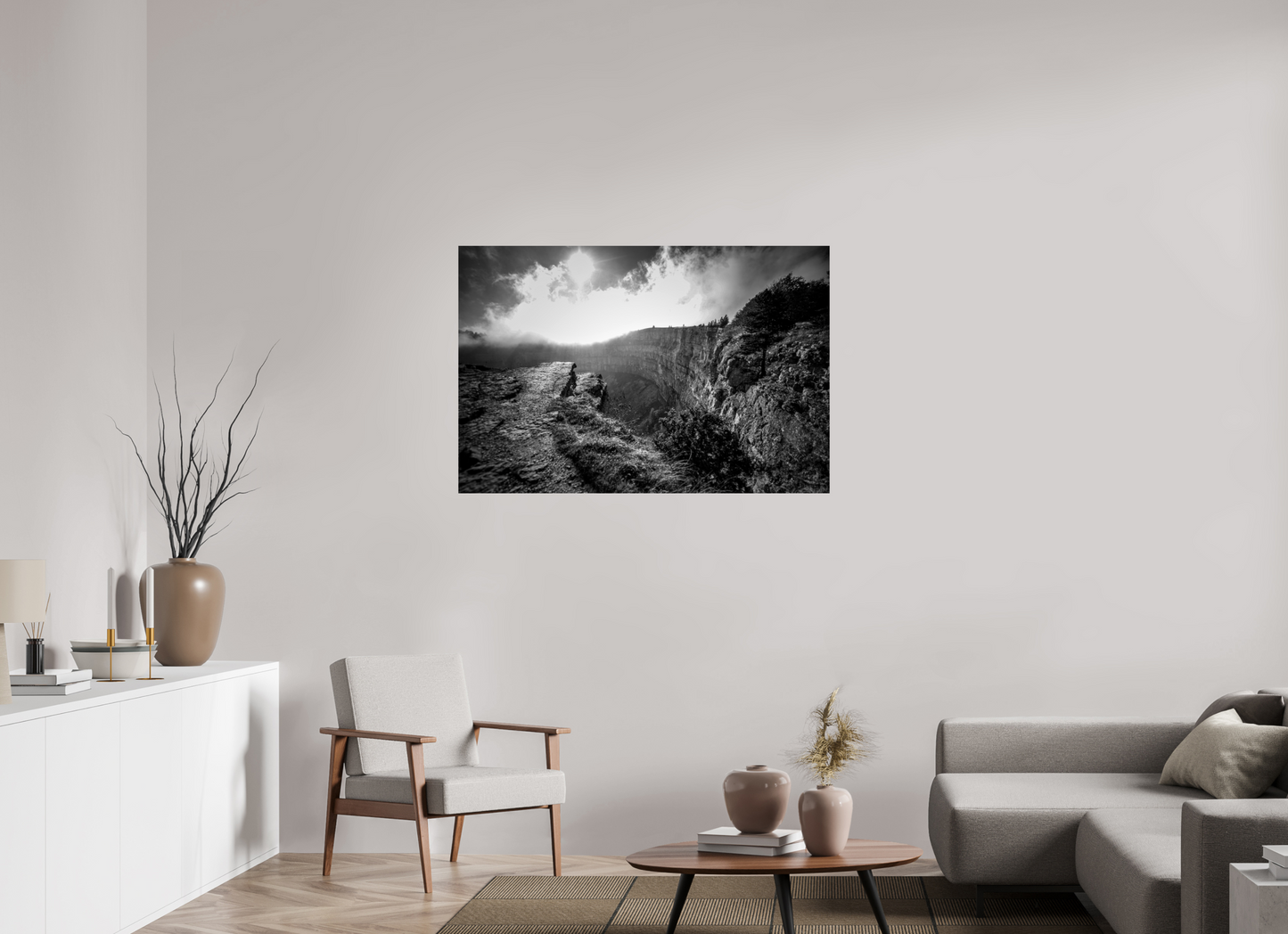 120 x 80 cm, Alu-Dibond Creux du Van blackandwhite