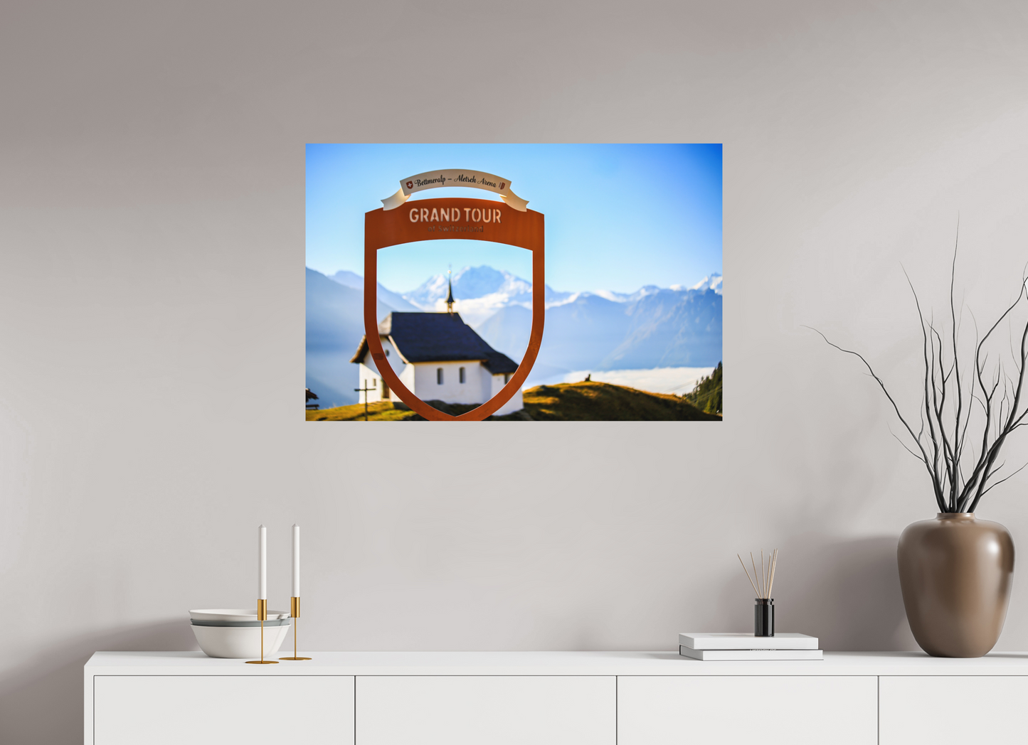 90 x 60 cm, Fine Art Print Kapelle Maria zum Schnee - Bettmeralp