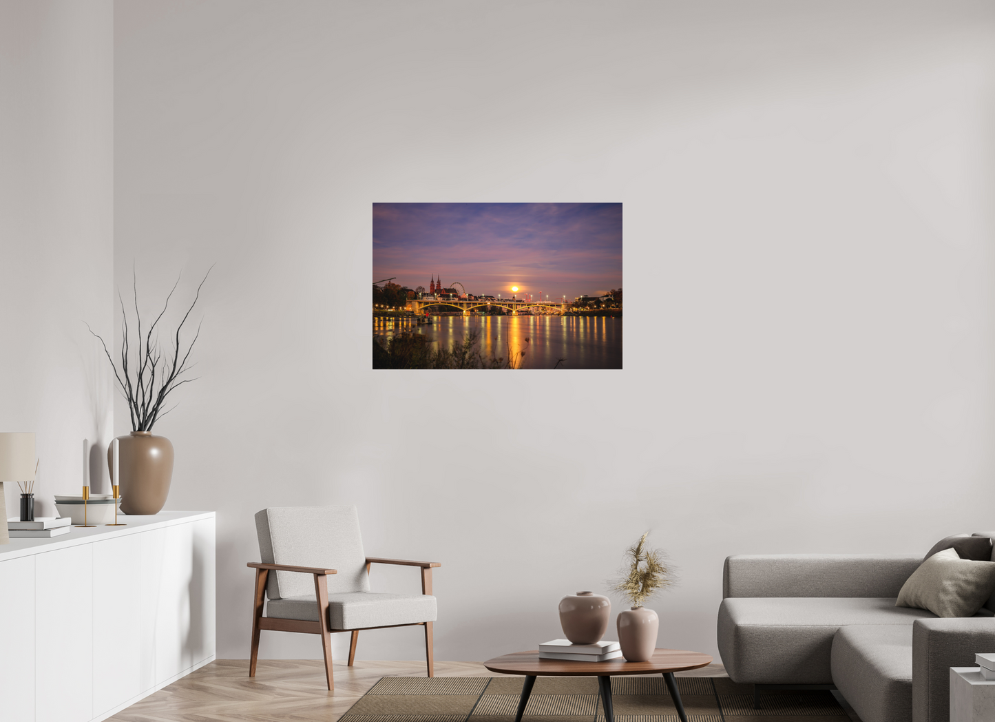 105 x 70 cm, Fine Art Print Supermond über Basel