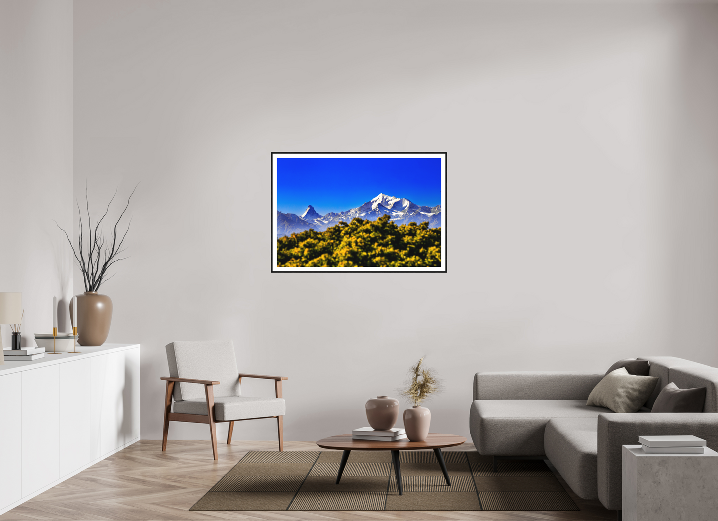 120 x 80 cm, Foto im Schattenfugenrahmen (Eiche schwarz) Matterhornblick