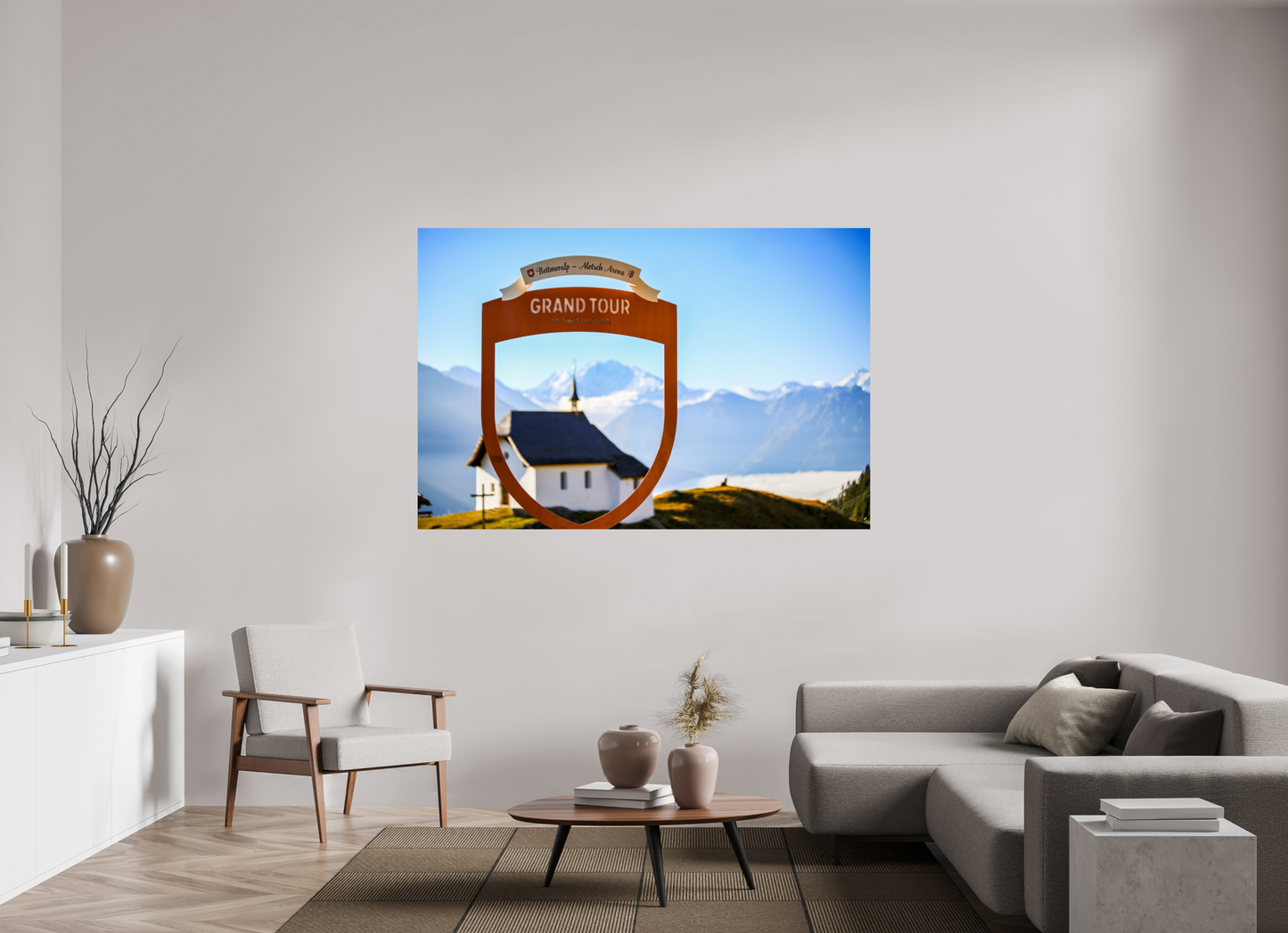 180 x 120 cm, Alu-Dibond Kapelle Maria zum Schnee - Bettmeralp