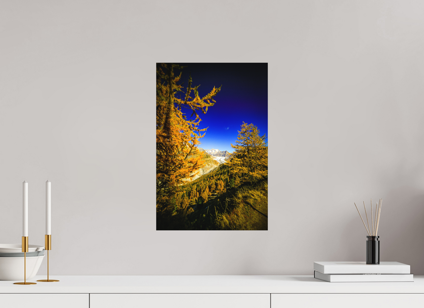 30 x 45 cm, Fine Art Print Goldener Oktober am Aletschgletscher