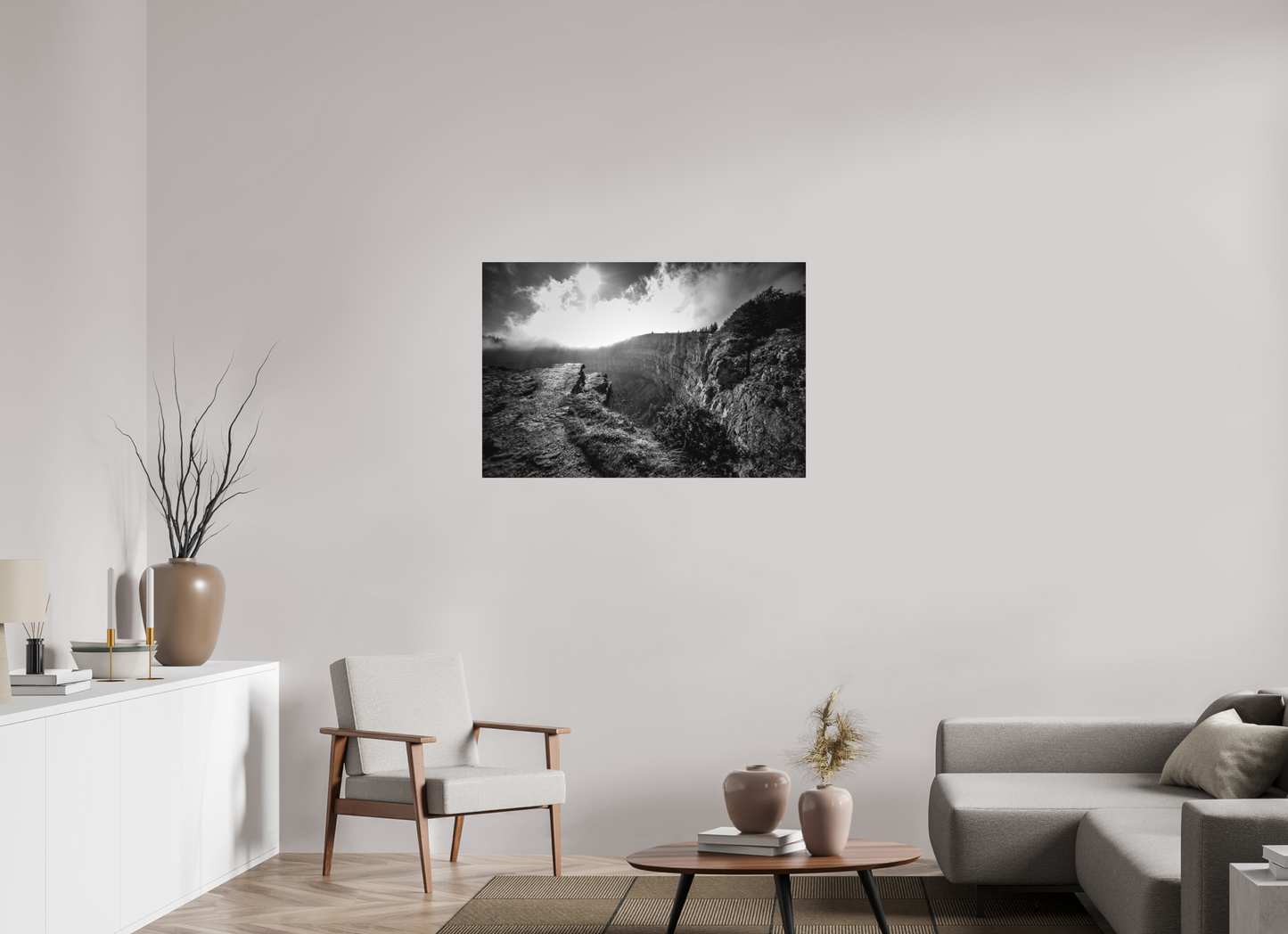 105 x 70 cm, Fine Art Print Creux du Van blackandwhite