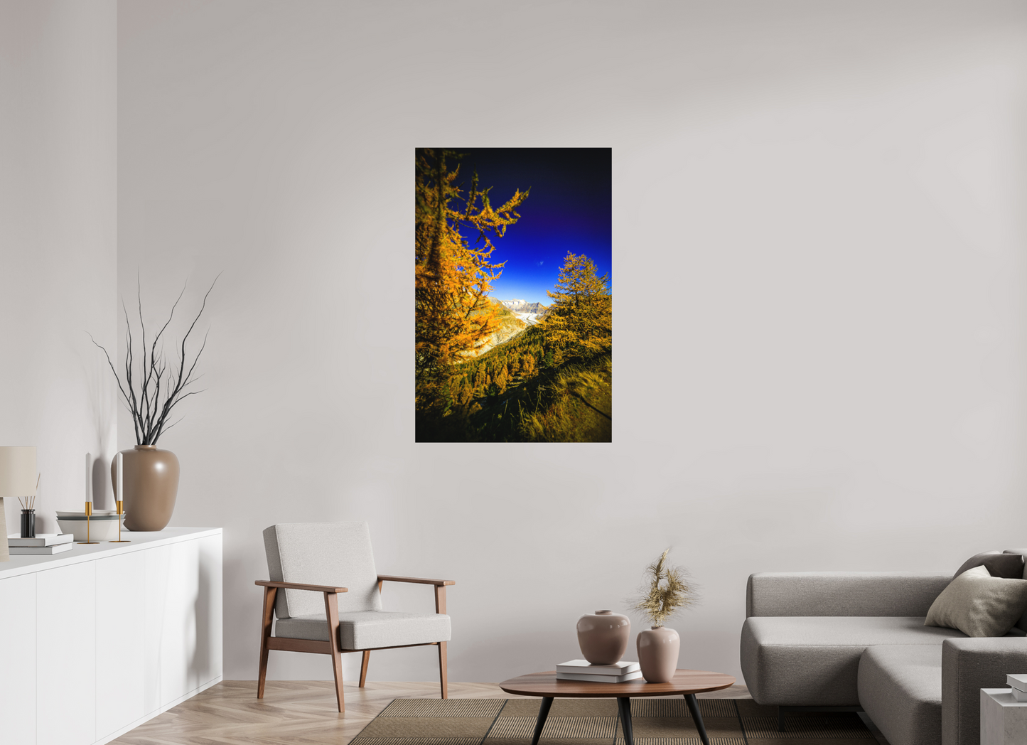 80 x 120 cm, Fine Art Print Goldener Oktober am Aletschgletscher