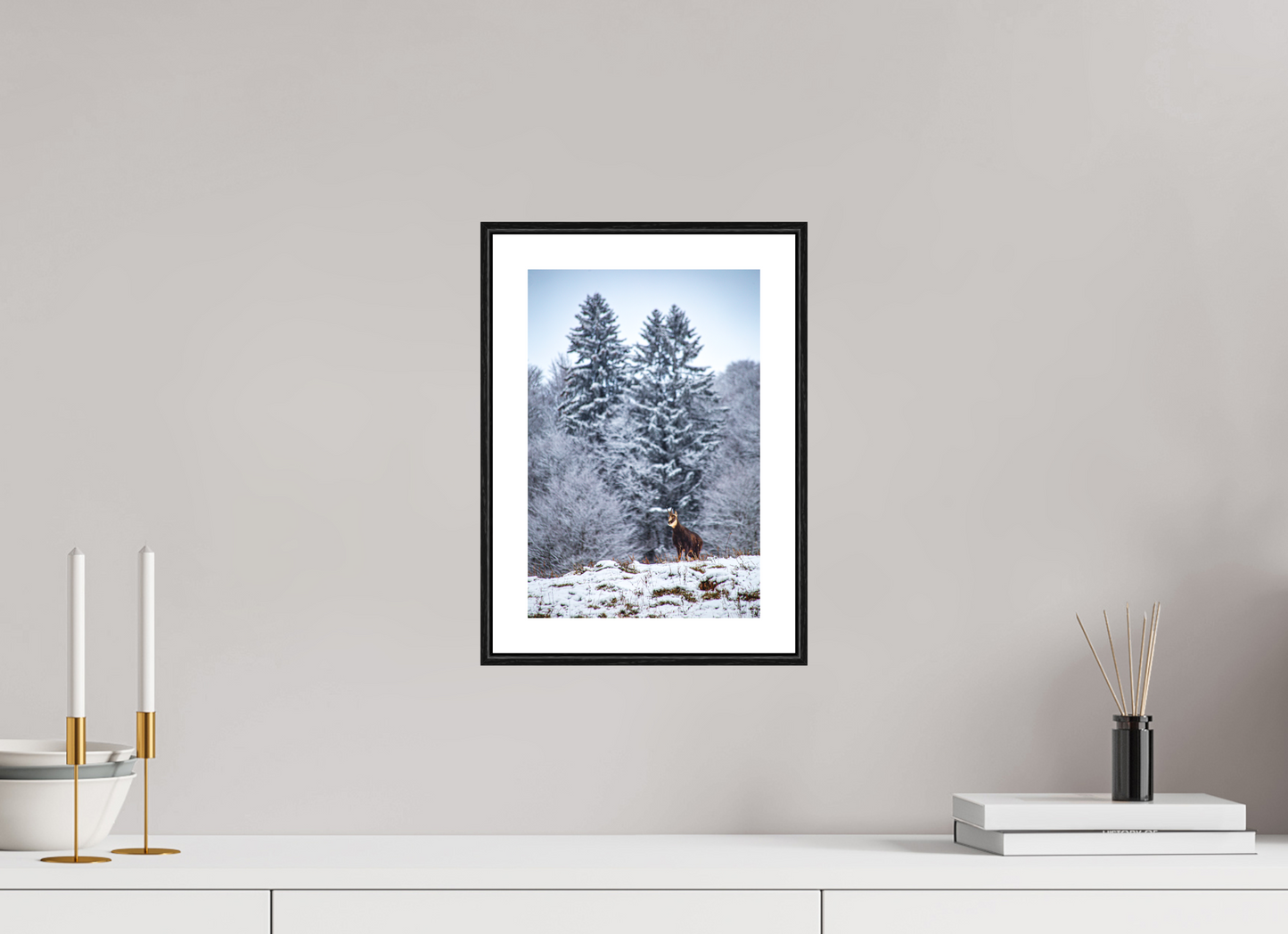 20 x 30 cm, Foto im Schattenfugenrahmen (Eiche schwarz) Gams am Belchen