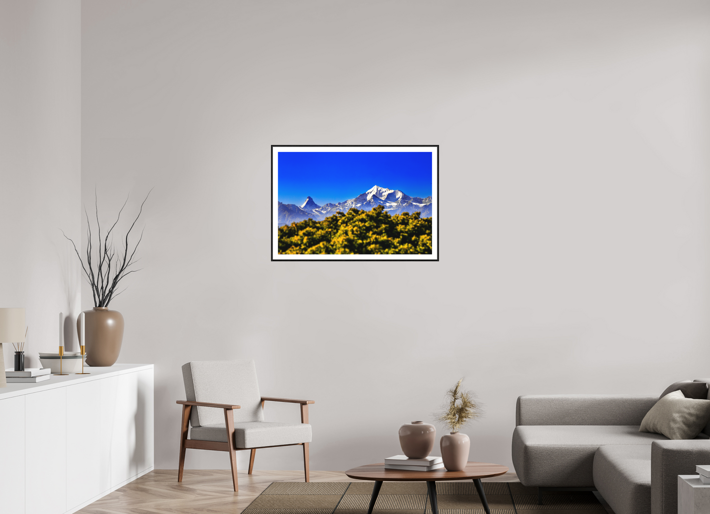 90 x 60 cm, Foto im Schattenfugenrahmen (Eiche schwarz) Matterhornblick