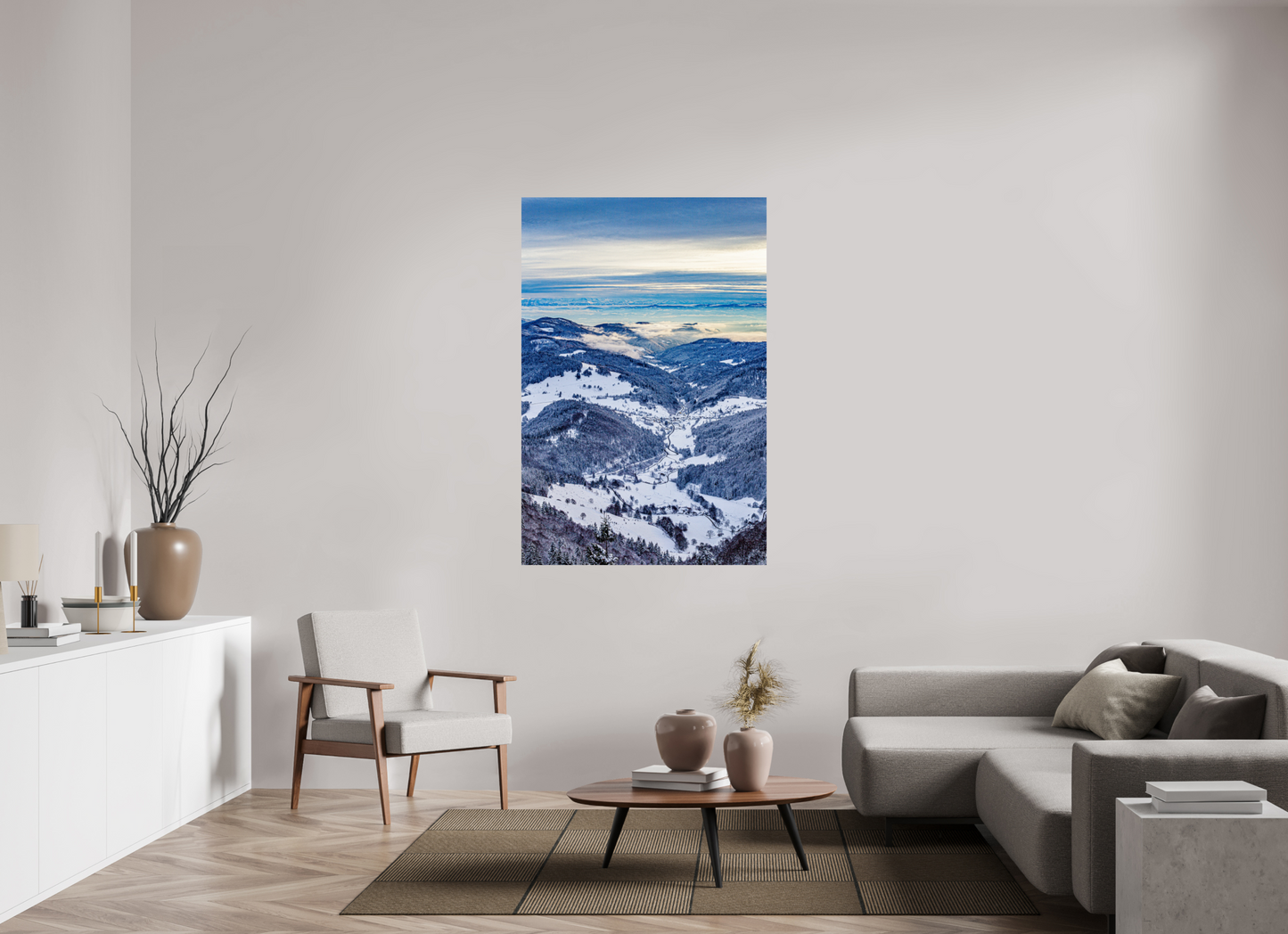 100 x 150 cm, Alu-Dibond Winterblick vom Belchen