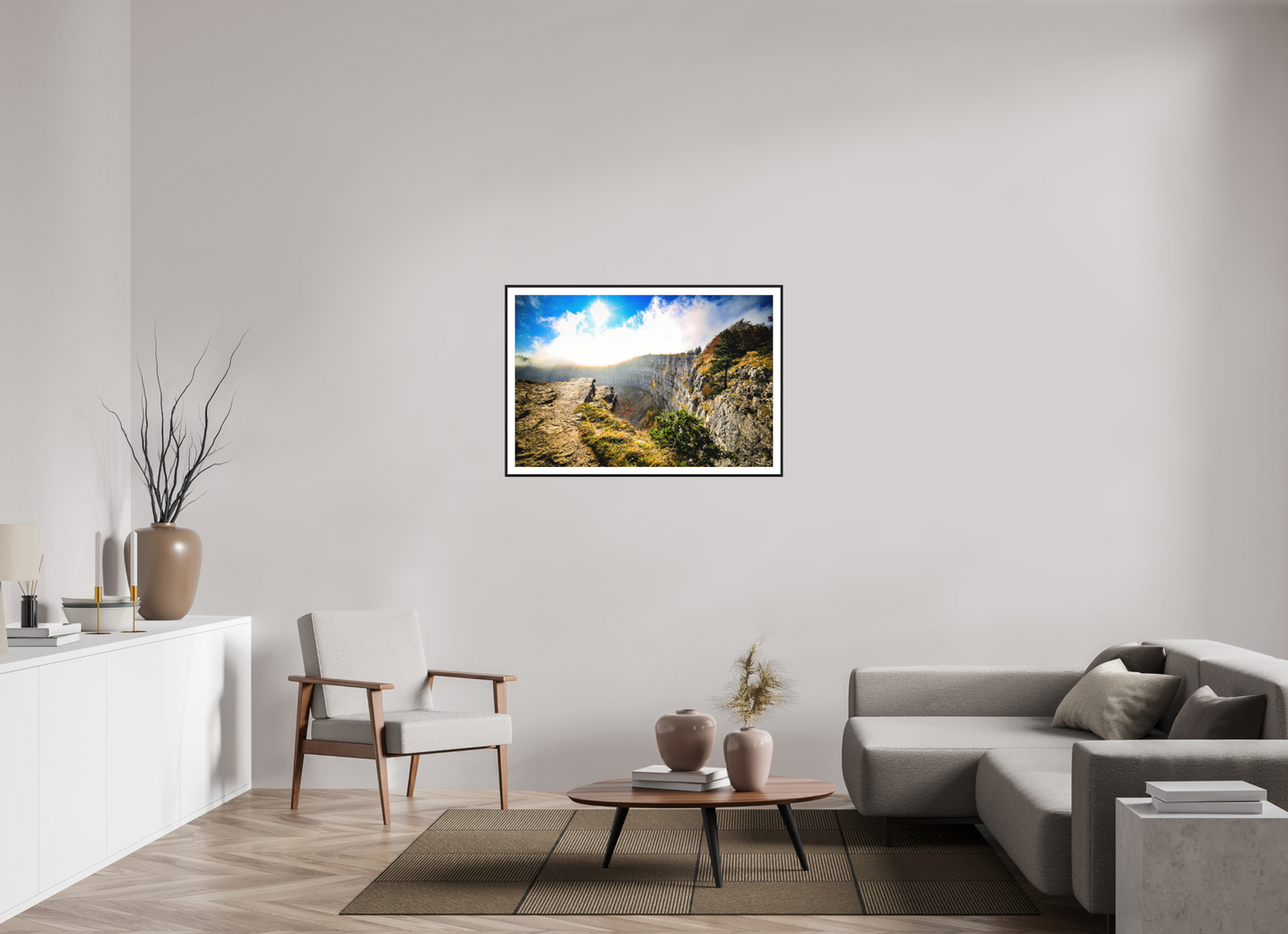 105 x 70 cm, Foto im Schattenfugenrahmen (Eiche schwarz) Creux du van