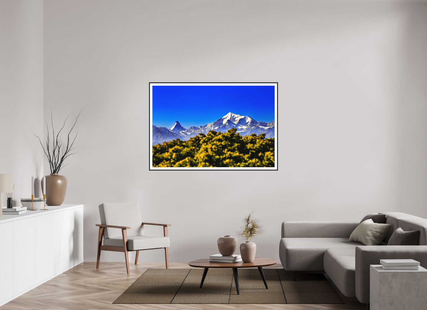 150 x 100 cm, Foto im Schattenfugenrahmen (Eiche schwarz) Matterhornblick